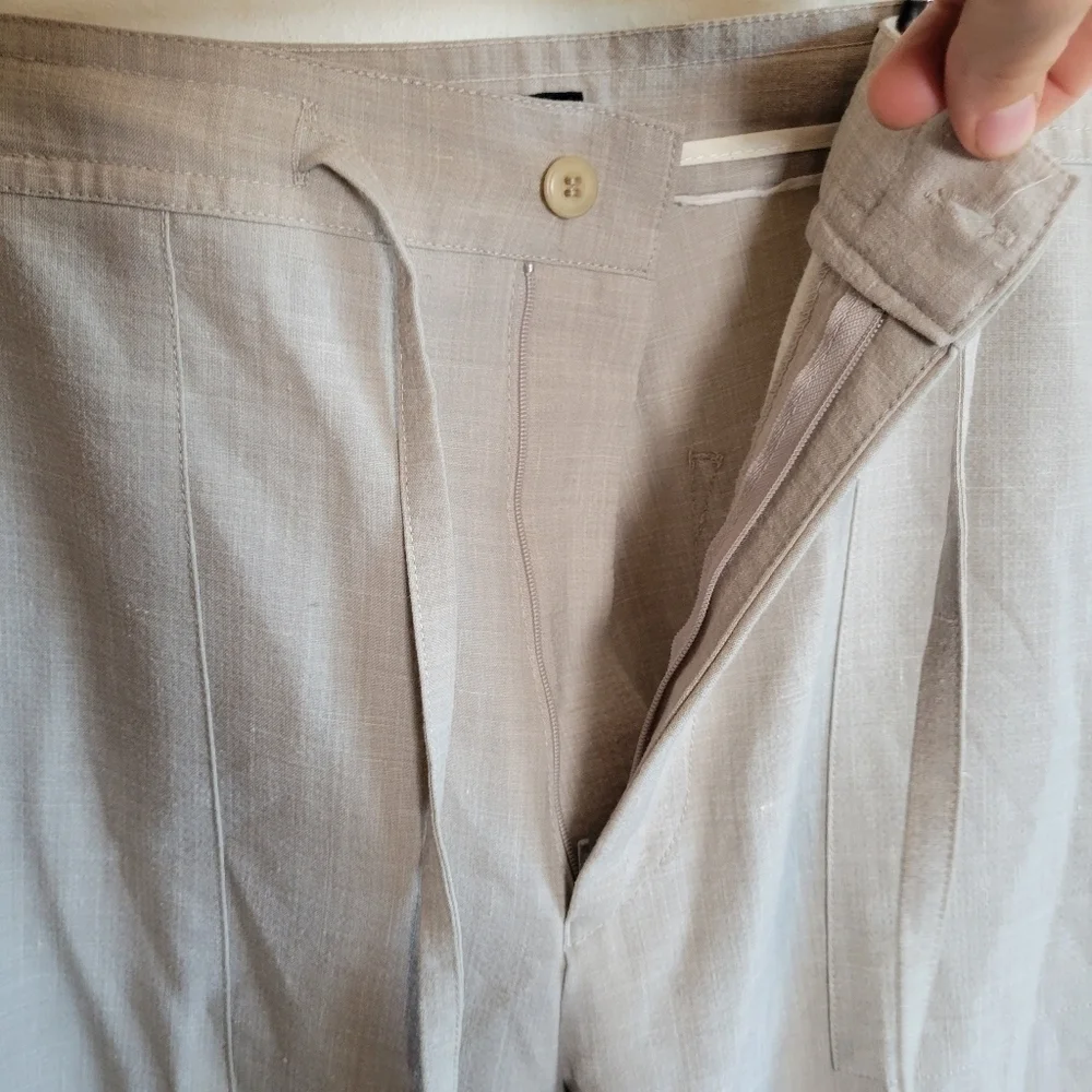 Bachrach Wool Blend Trouser Lightweight Drawstring Cream Mens 36 X 33.5